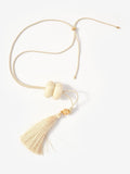 Mint Velvet tassel pendant necklace gold cream 62cm (British brand)