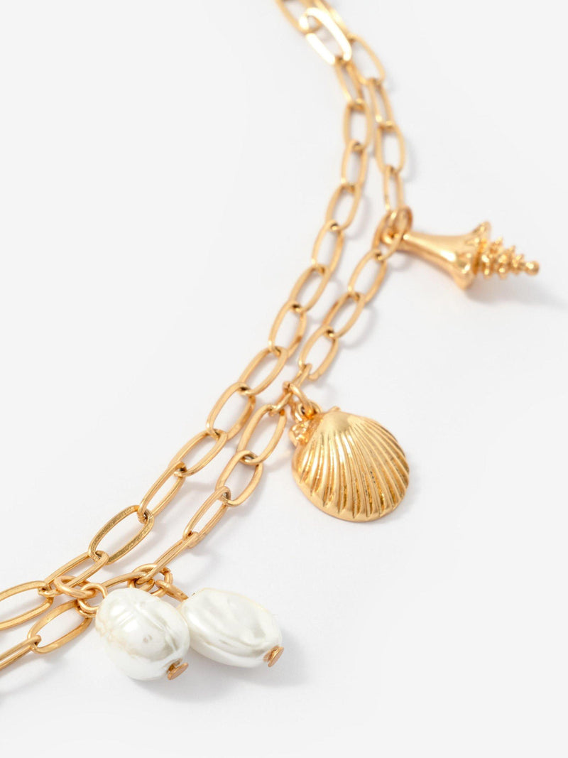 Mint Velvet layered charm necklace gold 42cm, imported from the UK