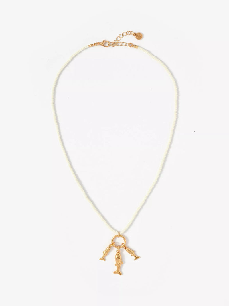Mint Velvet fish charm necklace gold 47cm, imported from the UK