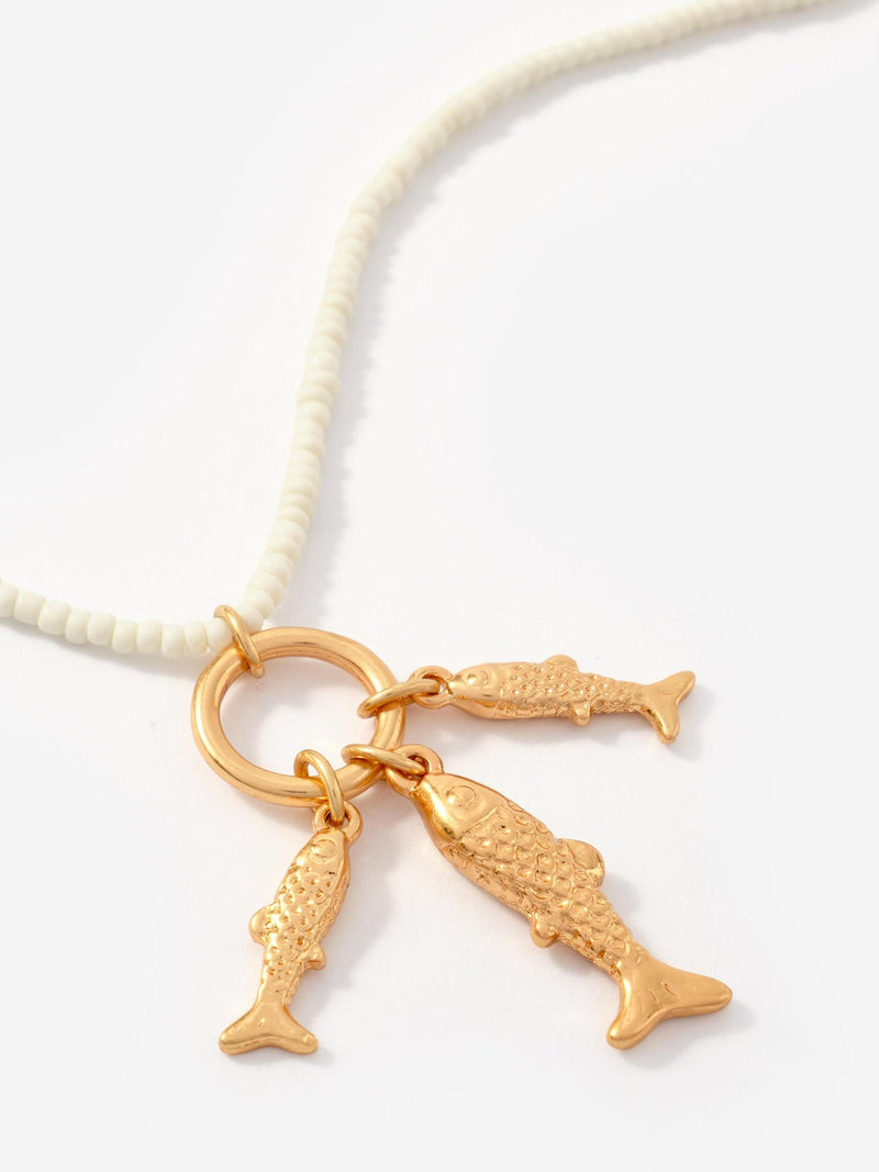 Mint Velvet fish charm necklace gold 47cm, imported from the UK