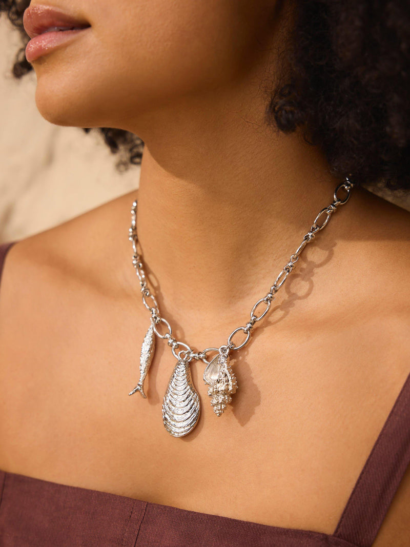 Mint Velvet statement shell charm necklace, imported from the UK