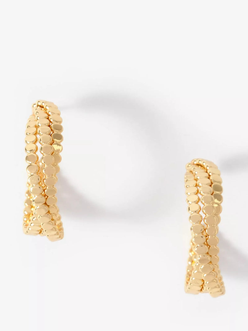 Mint Velvet cross over hoop earrings gold 3cm UK version