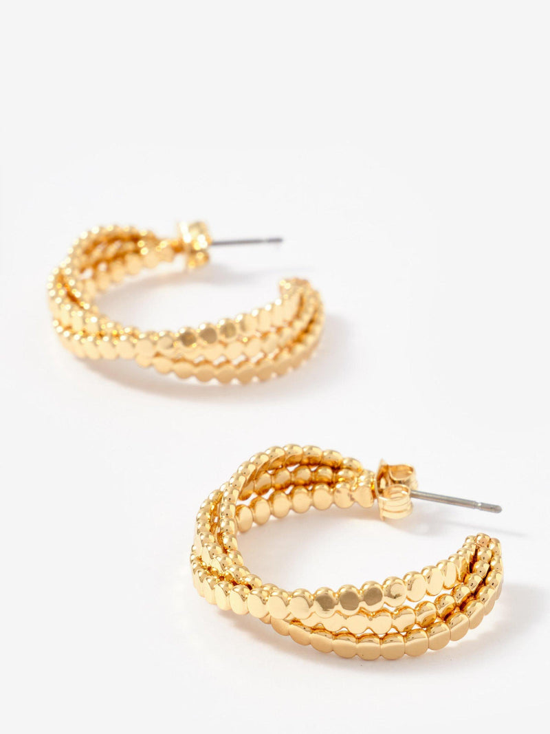 Mint Velvet cross over hoop earrings gold 3cm UK version