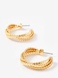 Mint Velvet cross over hoop earrings gold 3cm UK version