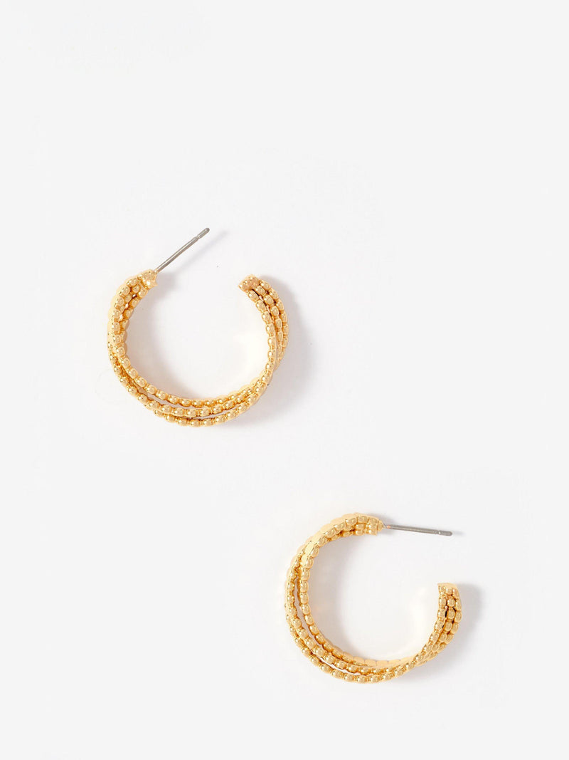 Mint Velvet cross over hoop earrings gold 3cm UK version