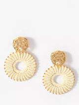 John Lewis Mint Velvet Statement Raffia Hoop Earrings Gold/Cream- Buy online at McGrocer