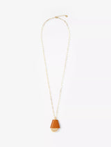 John Lewis Mint Velvet Faux Leather Pendant Necklace Gold/Orange 82cm- Buy online at McGrocer