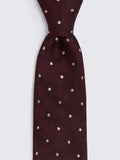 Moss burgundy polka dot silk tie, UK version