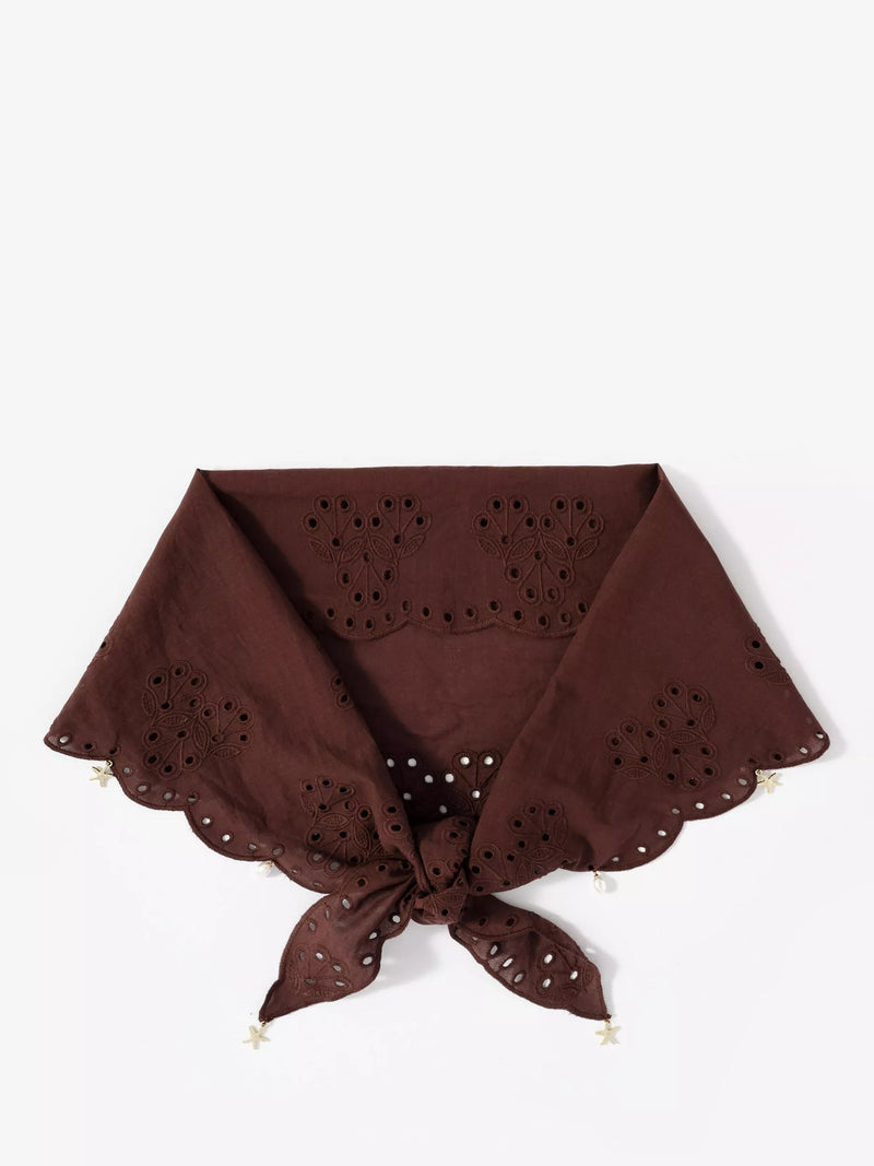 Mint Velvet broderie anglaise scarf floral embroidered charm 137cm, UK version