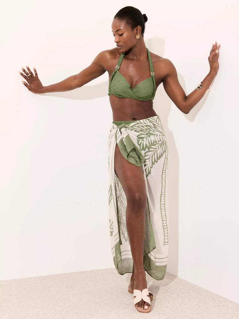 Mint Velvet palm print scarf cover up green multi - British product