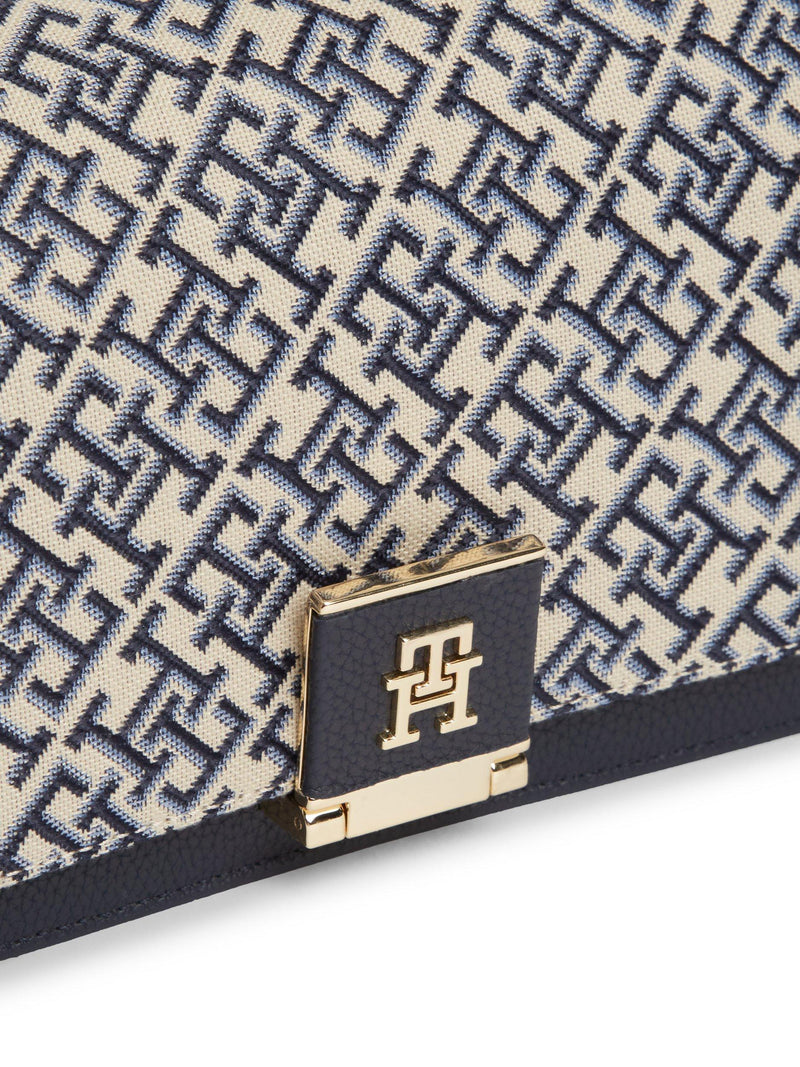 Tommy Hilfiger monogram jacquard crossbody bag in navy blue, UK version