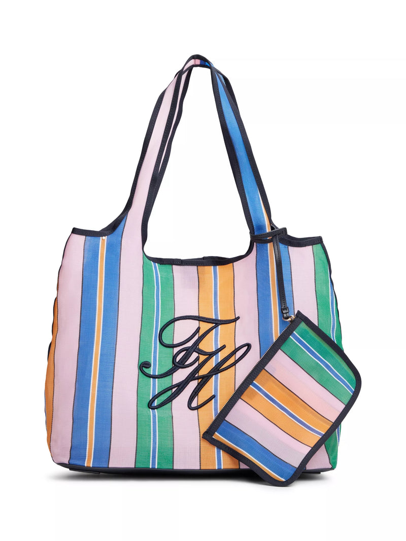 Tommy Hilfiger stripe summer tote bag in mesh, UK version