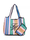 Tommy Hilfiger stripe summer tote bag in mesh, UK version