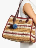 Dune London Devotedly burgundy raffia tote bag, UK version