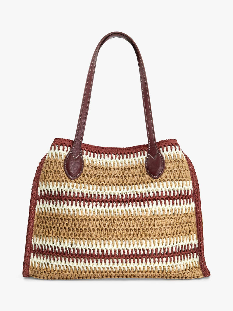 Dune London Devotedly burgundy raffia tote bag, UK version