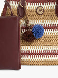 Dune London Devotedly burgundy raffia tote bag, UK version
