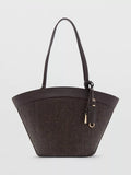 Mango natural fibre bucket tote bag chocolate, UK version