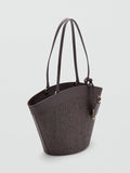 Mango natural fibre bucket tote bag chocolate, UK version
