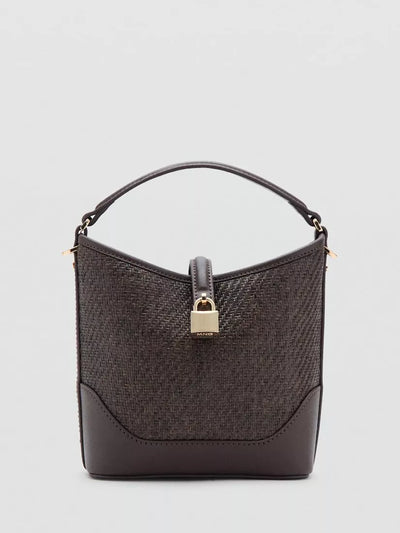 John Lewis Mango Raffia Bucket Bag, Chocolate- Buy online at McGrocer