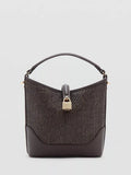 Mango woven raffia bucket bag chocolate, UK version