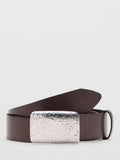 Mango leather belt chocolate engraved buckle, UK version