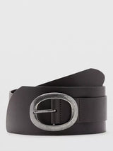 John Lewis Mango Oval Buckle Pure Leather Belt, Chocolate- Buy online at McGrocer