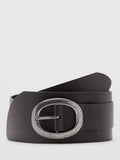 Mango oval buckle pure leather belt chocolate (British brand)