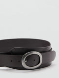 Mango oval buckle pure leather belt chocolate (British brand)
