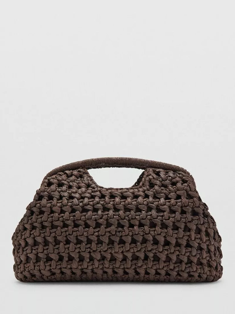 Mango woven clutch bag in chocolate (British brand)