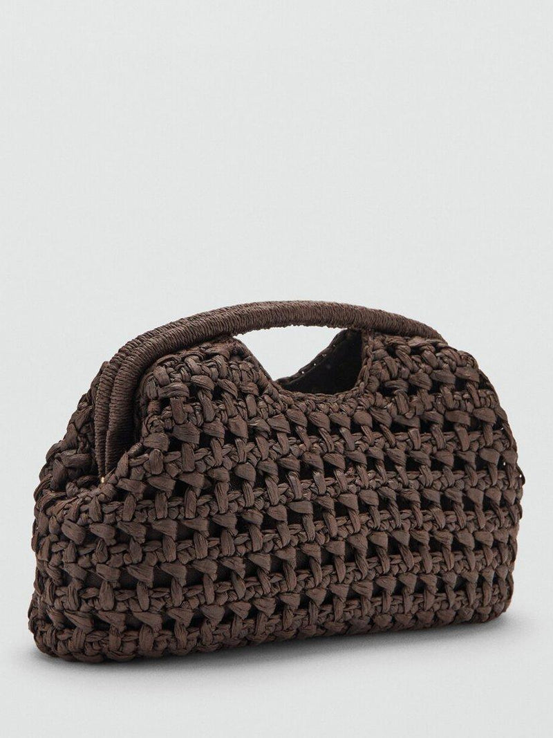 Mango woven clutch bag in chocolate (British brand)