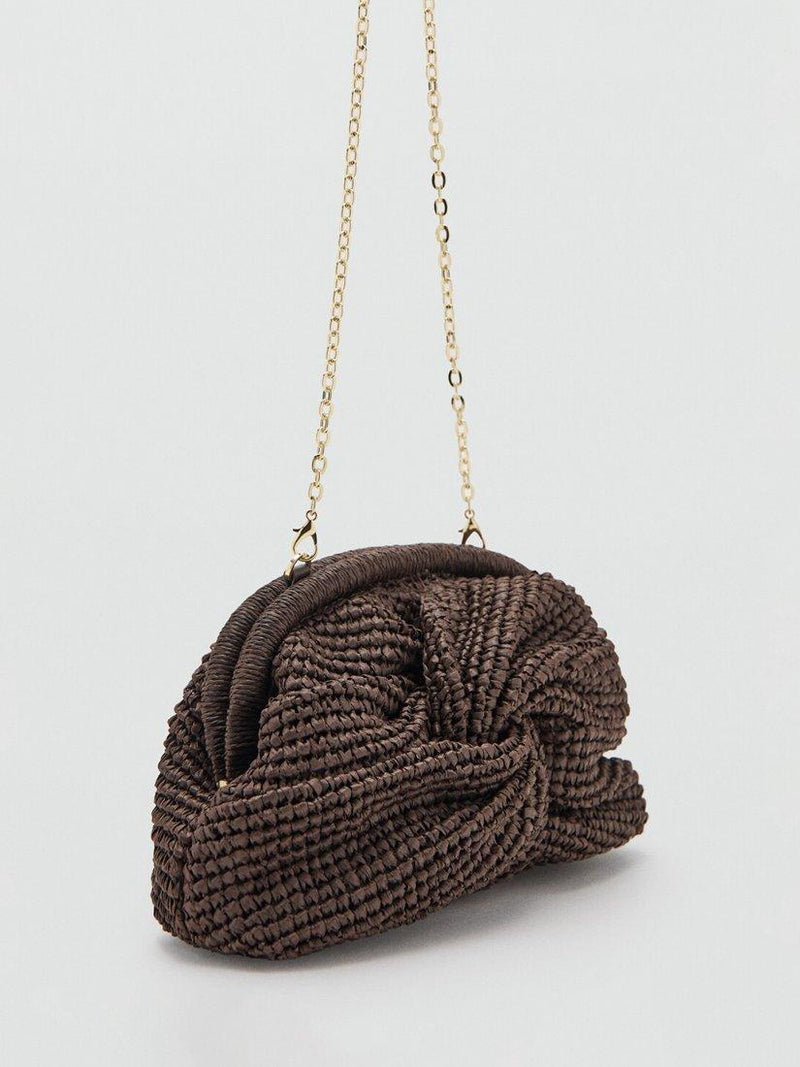 Mango woven knot crossbody clutch bag chocolate (British brand)