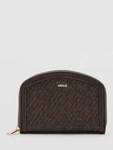 John Lewis Mango Woven Compact Zip Purse, Chocolate, 9.5cm x 2.5cm x 2.5cm- Buy online at McGrocer