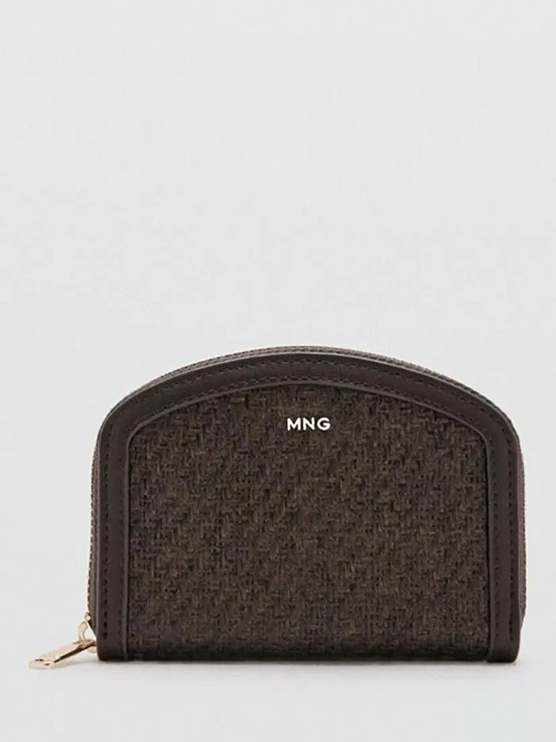 Mango woven compact zip purse in chocolate, imported from the UK