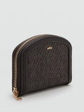 Mango woven compact zip purse in chocolate, imported from the UK