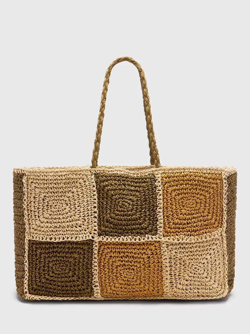 Whistles patchwork straw tote bag multi - British product