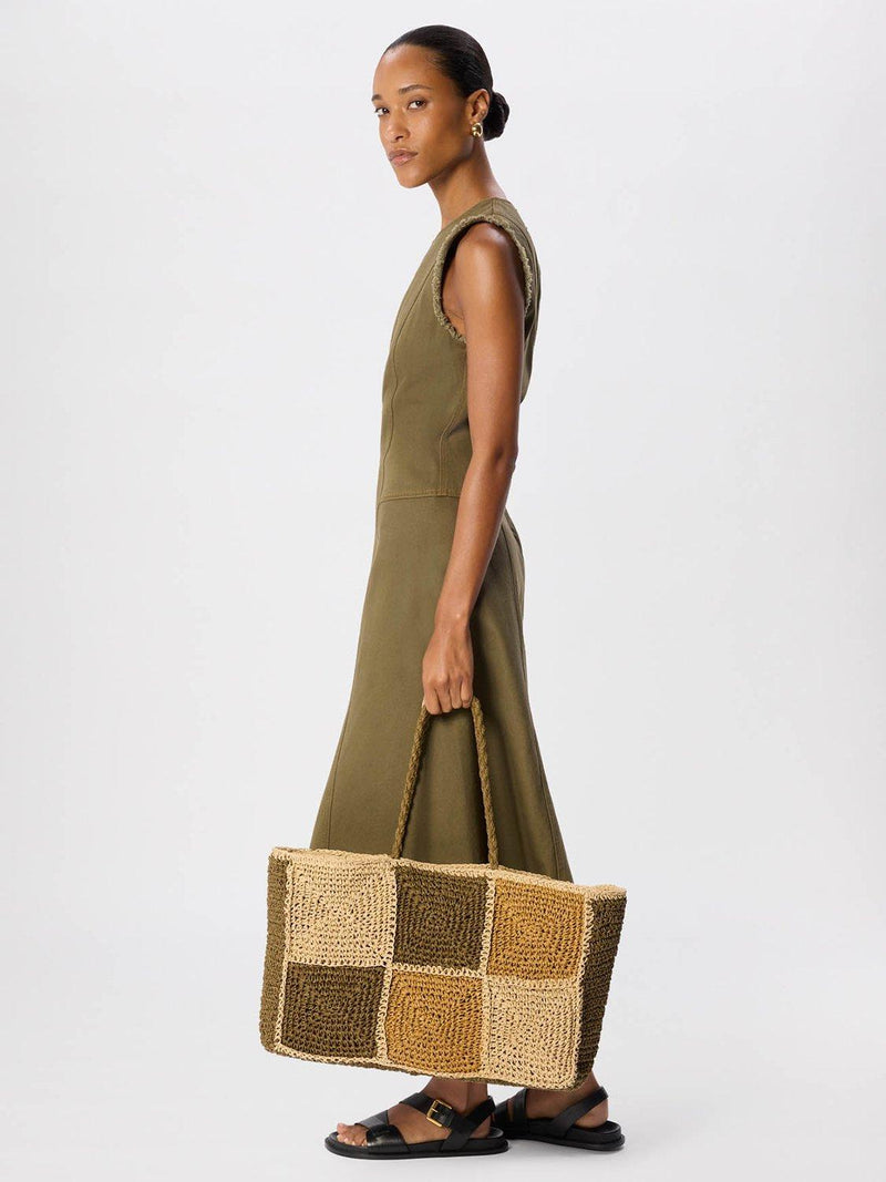 Whistles patchwork straw tote bag multi - British product
