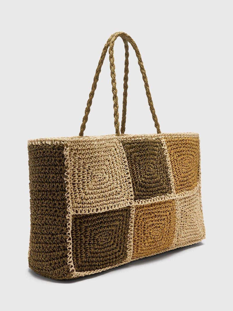 Whistles patchwork straw tote bag multi - British product