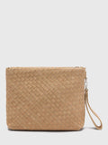 Whistles woven suede clutch bag neutral - British product