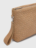 Whistles woven suede clutch bag neutral - British product