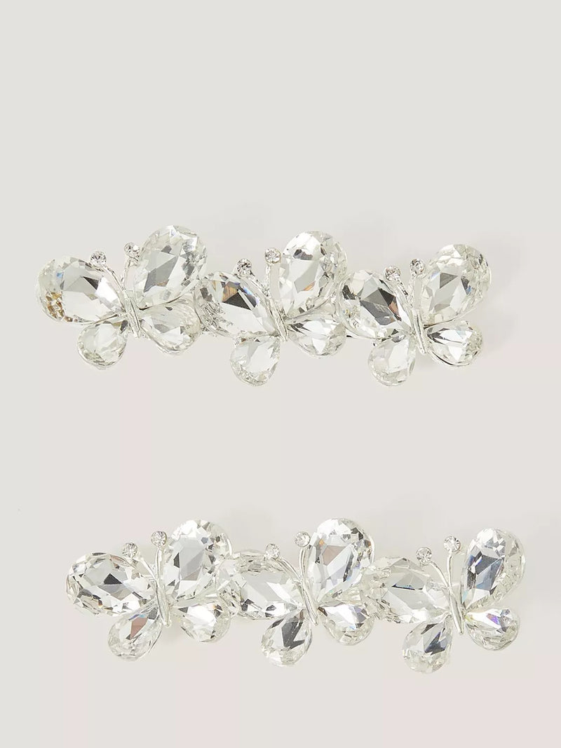 Monsoon kids butterfly hair clips pack of 2 silver, UK version