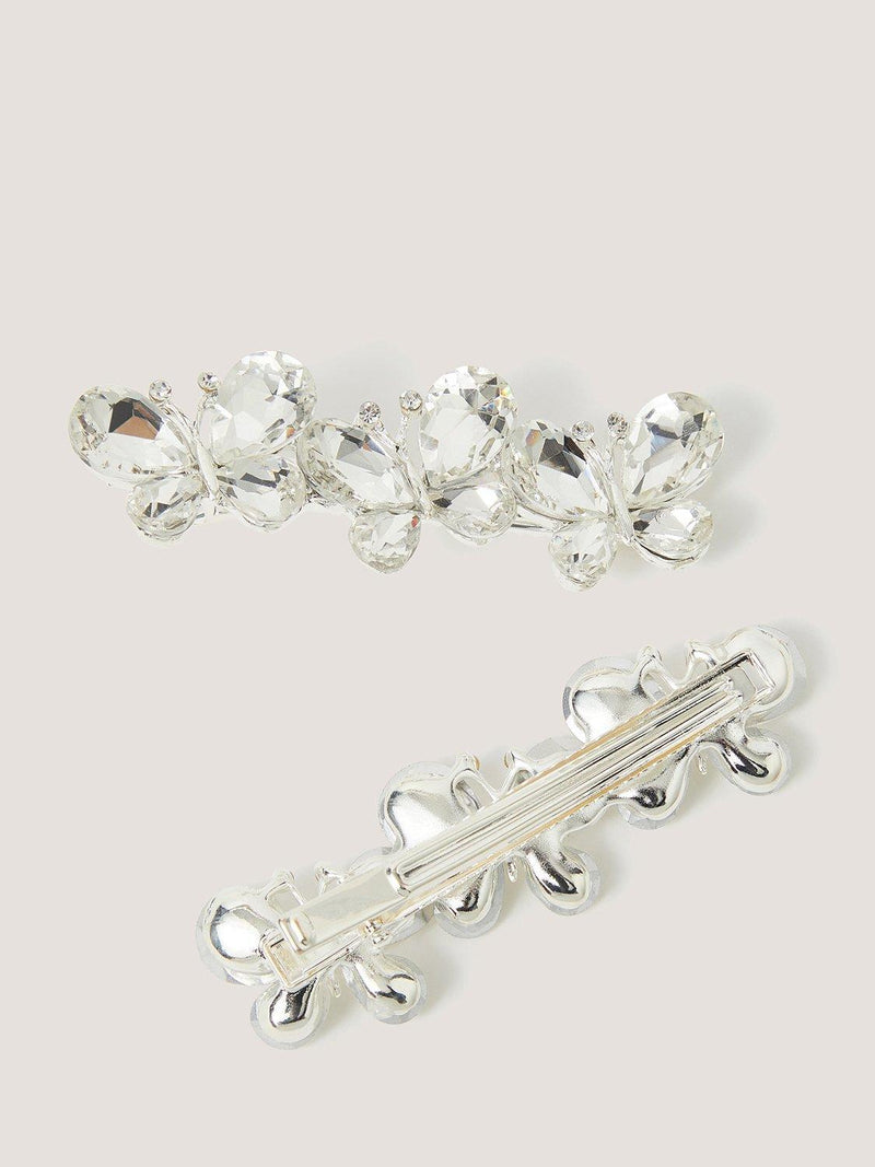 Monsoon kids butterfly hair clips pack of 2 silver, UK version