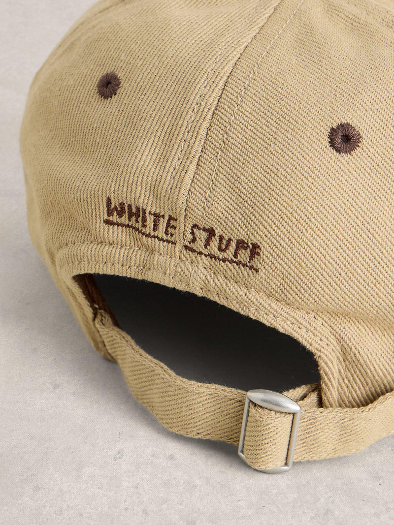 White Stuff baseball cap natural brown colour block, imported from the UK