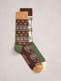 White Stuff palm tree ankle socks green multi pack of 2, UK version
