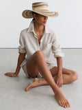 Reiss Tatiana stripe straw hat, UK version