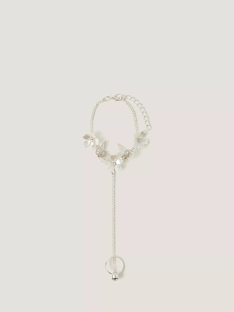 Monsoon kids flower butterfly ring chain bracelet multi, UK version