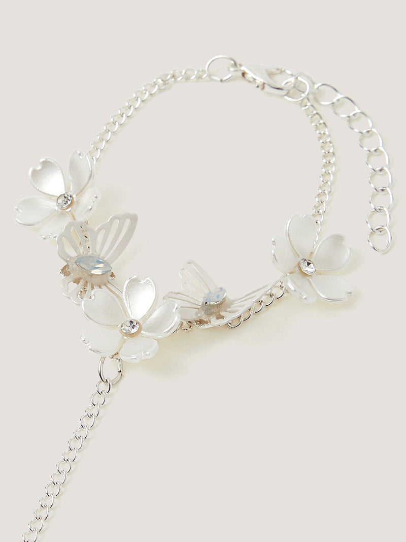 Monsoon kids flower butterfly ring chain bracelet multi, UK version