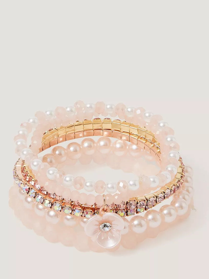 Monsoon flower pearl beaded bracelets pack of 6 - British product