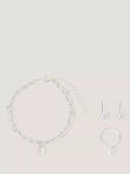 Monsoon kids pearl jewellery set bracelet ring earrings silver, UK version