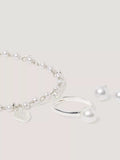 Monsoon kids pearl jewellery set bracelet ring earrings silver, UK version