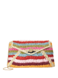 Dune London Essentials multicoloured raffia clutch bag with stripe, UK version